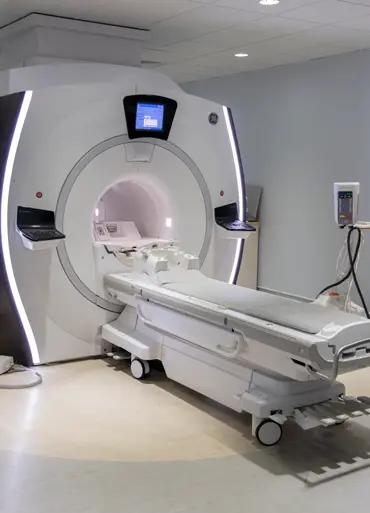 Photograph of an MRI scanner.