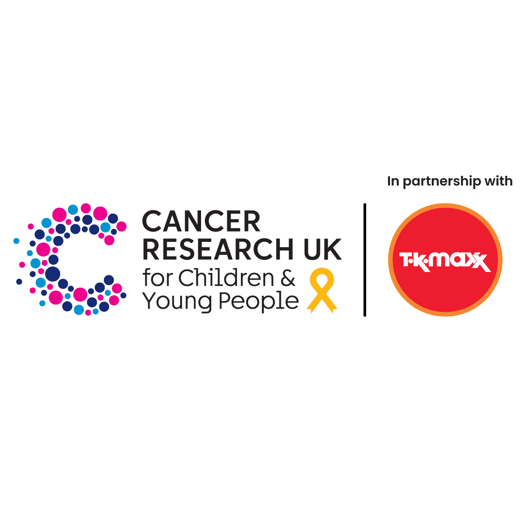 The Cancer Research UK and TK Maxx corporate partnership logo.