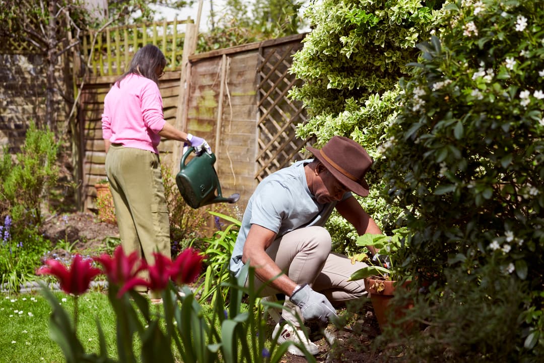 Couple gardening.