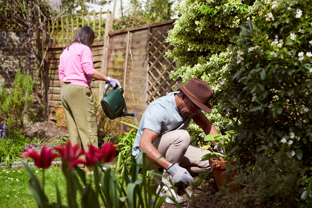 Couple gardening.