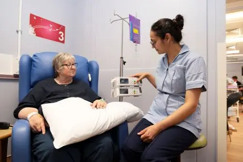 Photograph of a nurse using an IV pump that you have in hospital.