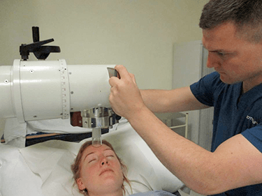 Photograph of superficial x-ray machine using low energy x-rays.