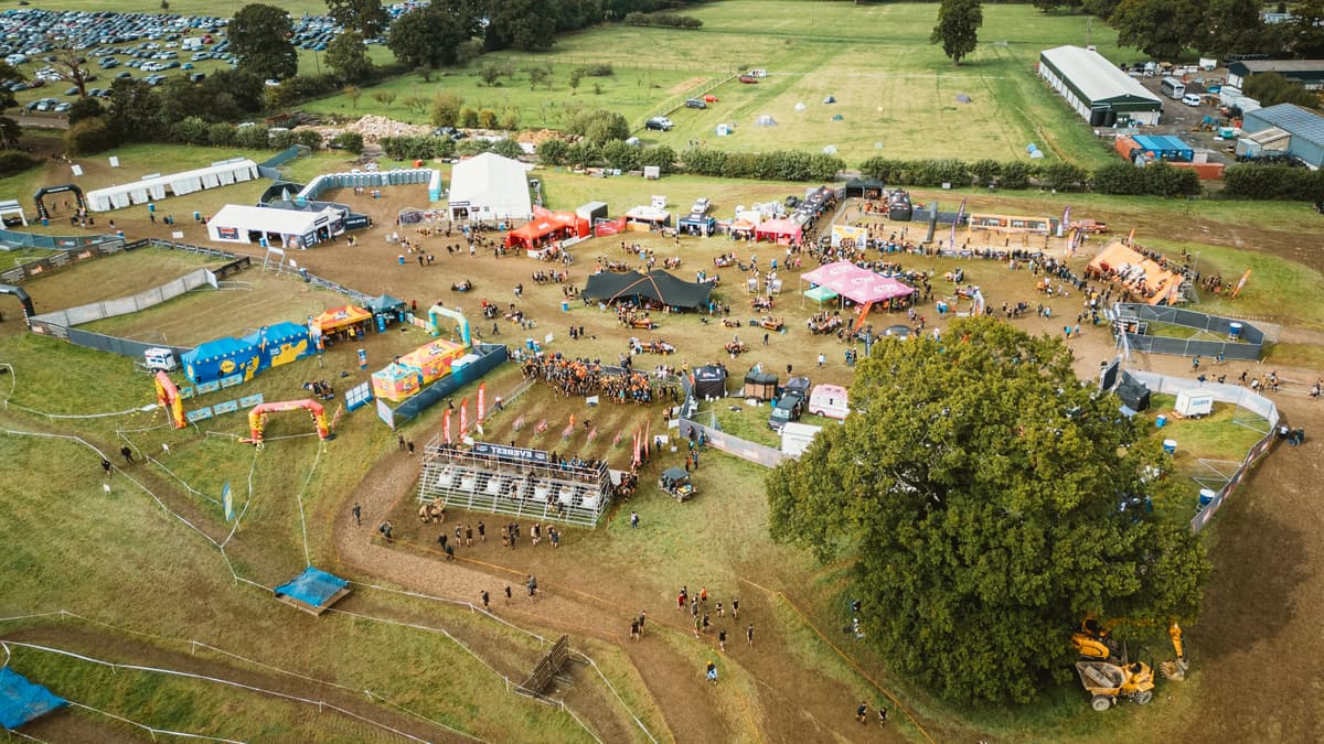 Aerial view of a Tough Mudder event.