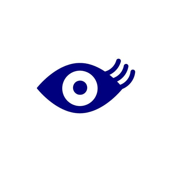 An icon showing an eye, in navy.