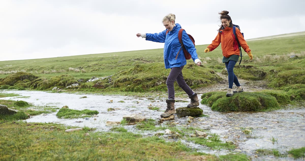 Picture of a group of two women walking.