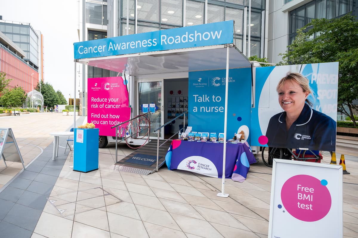 A photo of the Cancer Awareness Roadshow booth.
