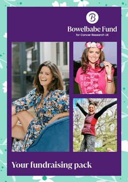 The front cover of the Bowelbabe Fund brochure 'Your fundraising pack'.