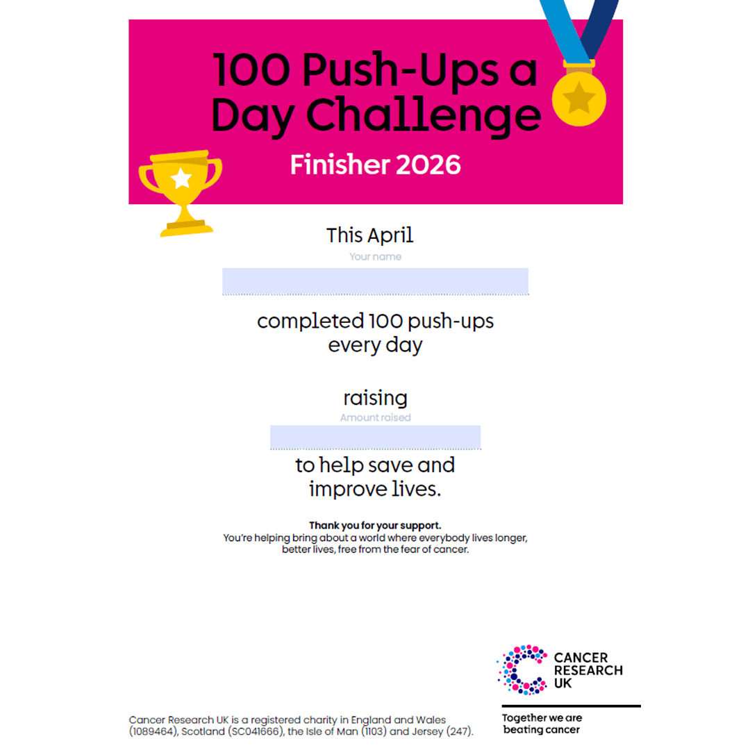 100 Push Ups April 2026 Certificate.