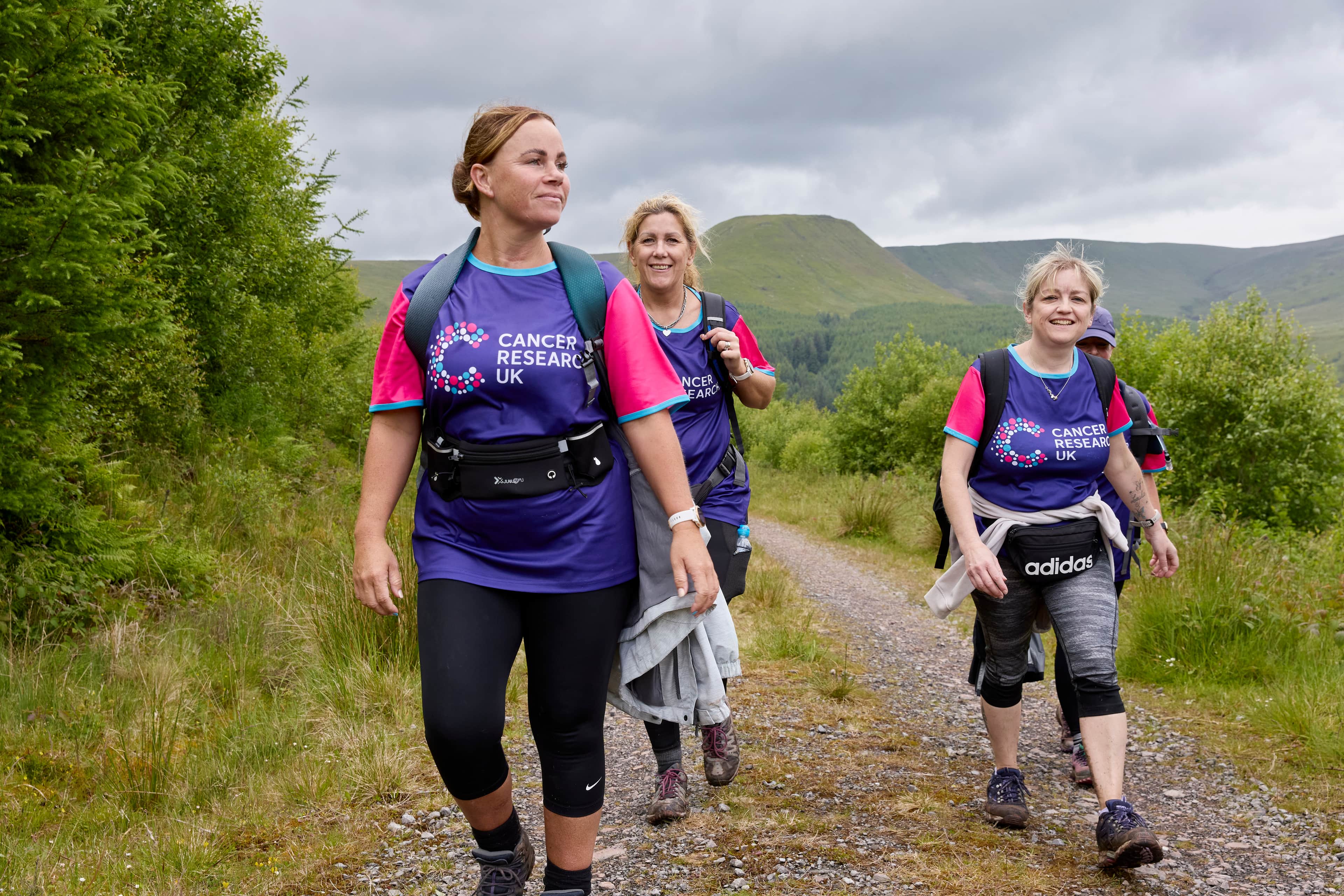 3 Big Hikers with CRUK tshirts.