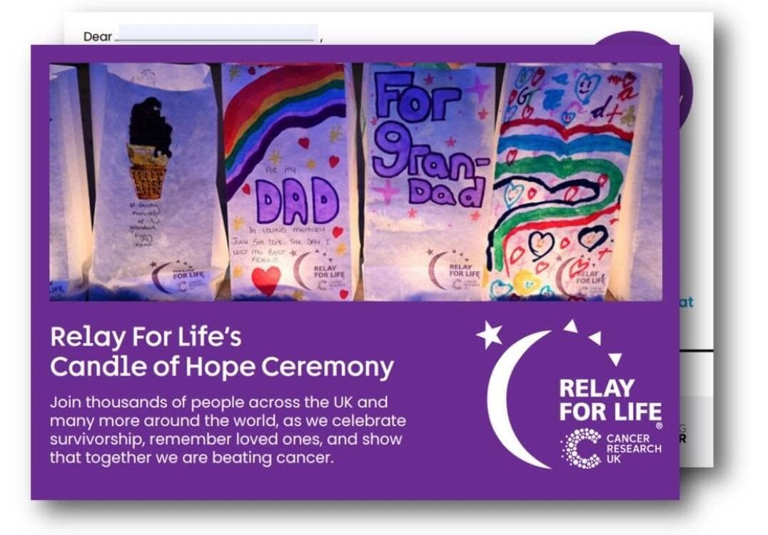 Relay's Candle of Hope ceremony invitation.