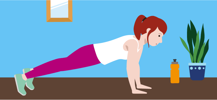 Illustration of a women holding a plank.