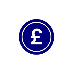 An icon of a coin with a pound sterling symbol.