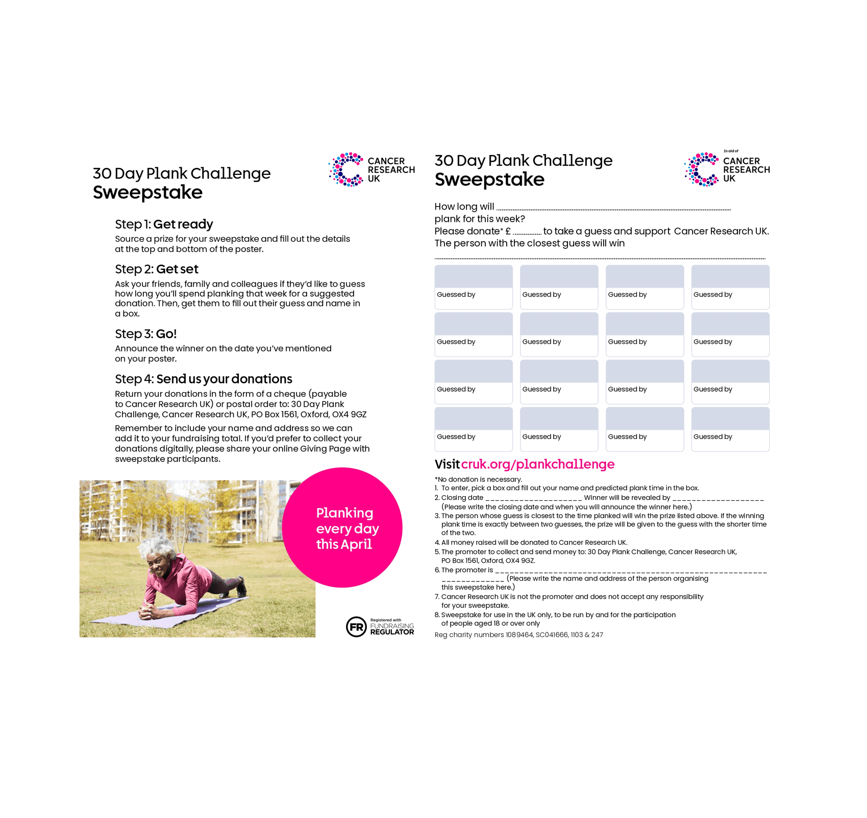 Picture of the sweepstake pages that has a picture of a women planking on it.