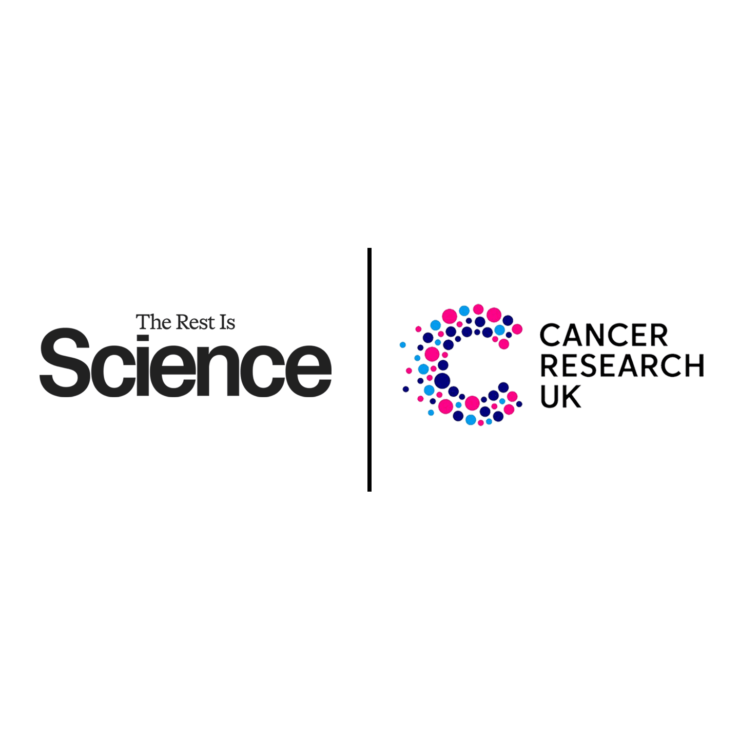 The Rest is Science and Cancer Research UK logo.
