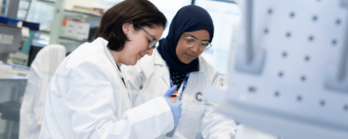 Two researchers in a lab.