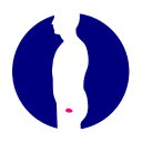 Illustration of prostate area highlighted on a body.