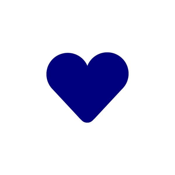 An icon of a heart, in navy blue.