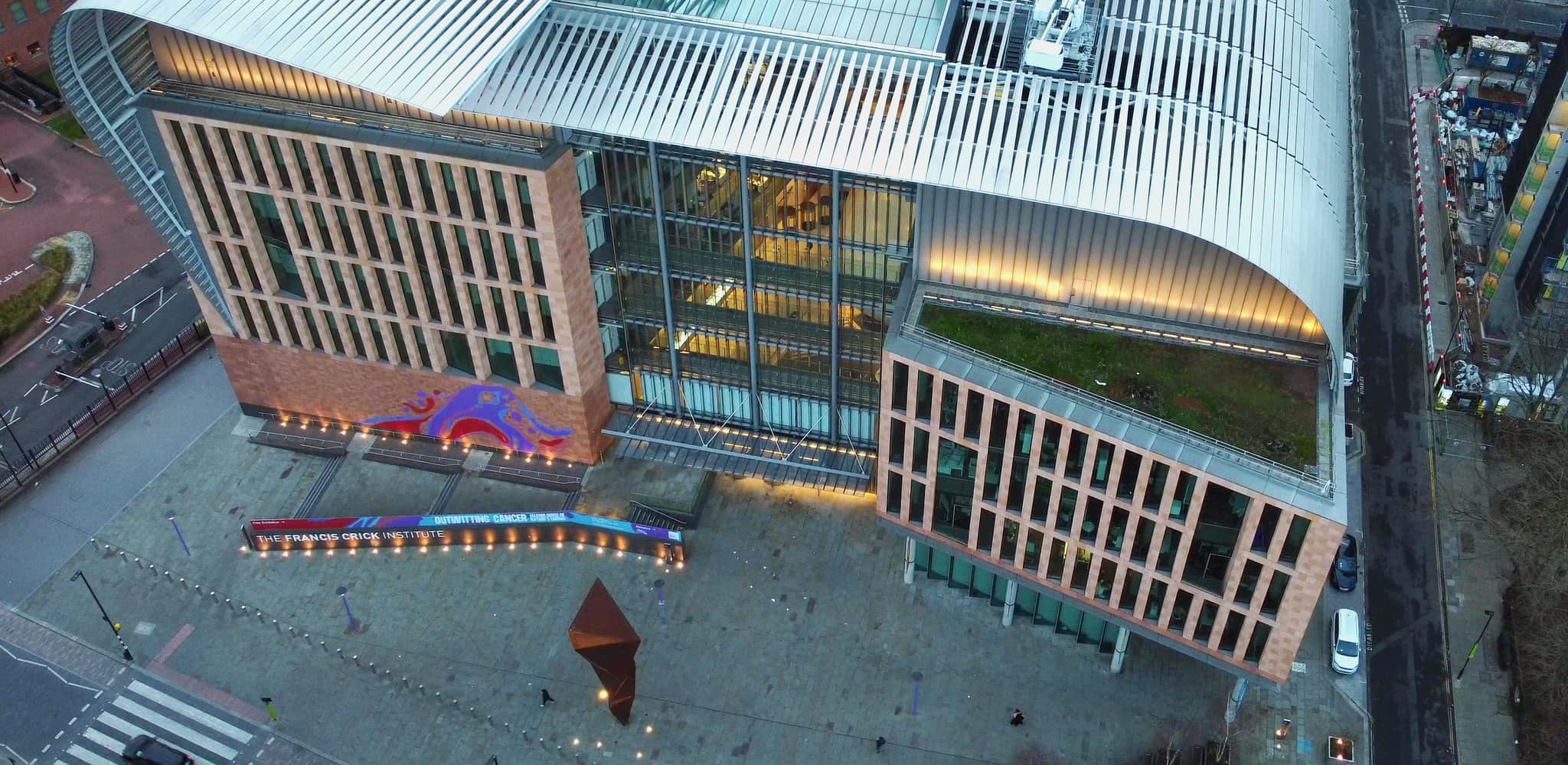 Aerial view of the Francis Crick Institute in London.
