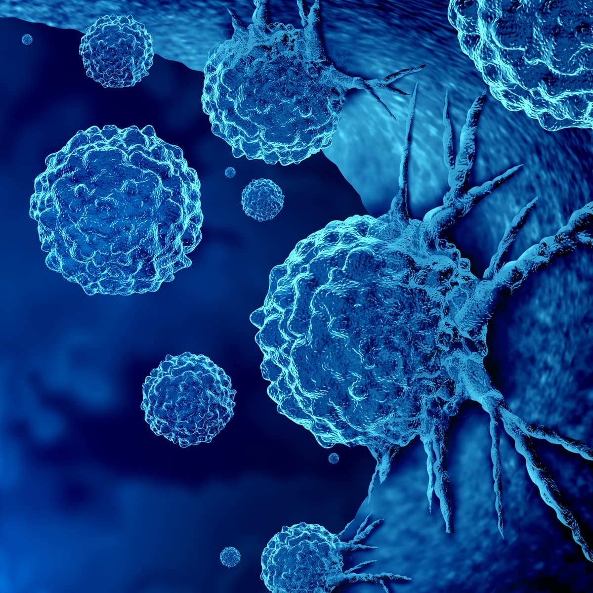 Blue cancer cells.