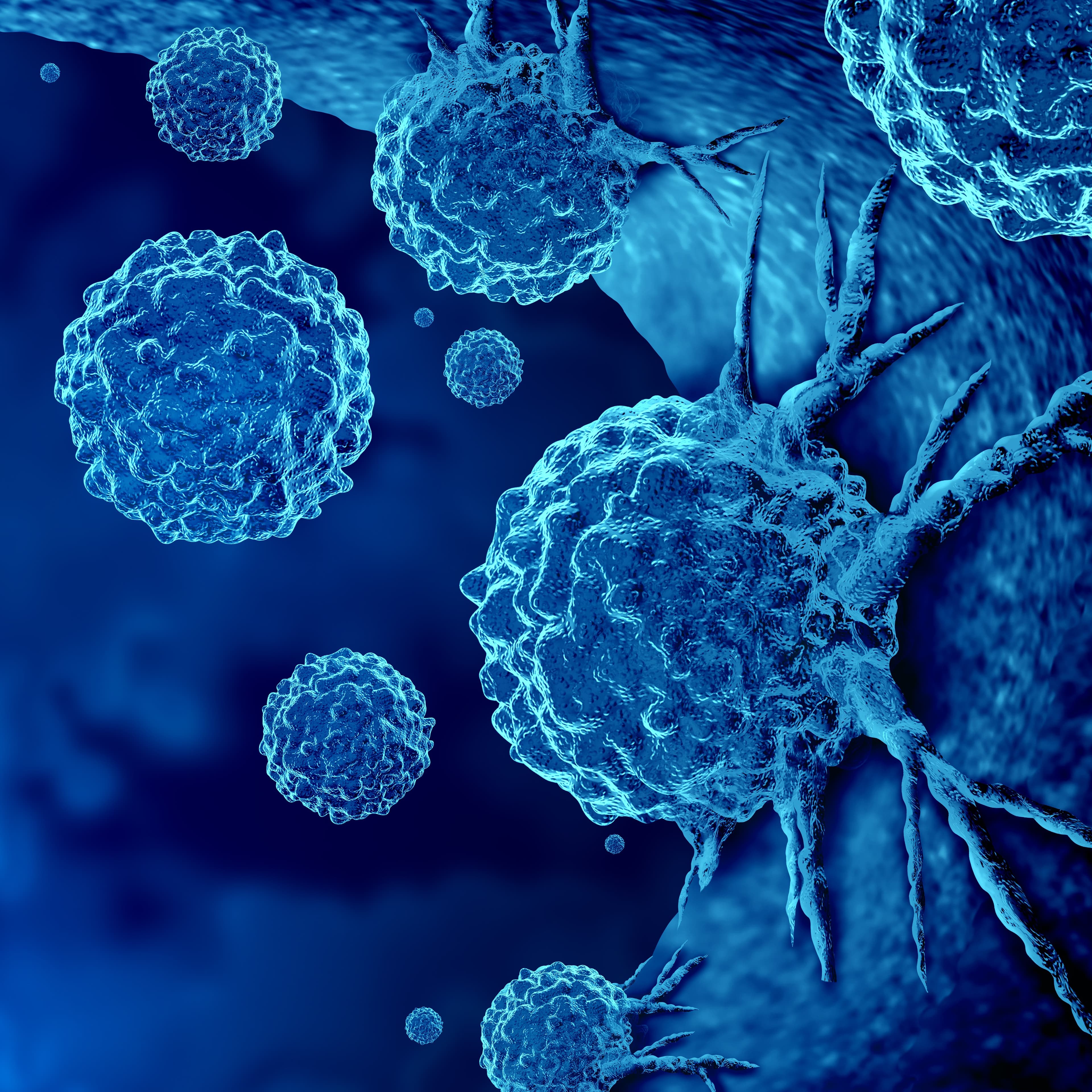 Blue cancer cells.