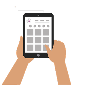 An illustration of a hand holding a phone.