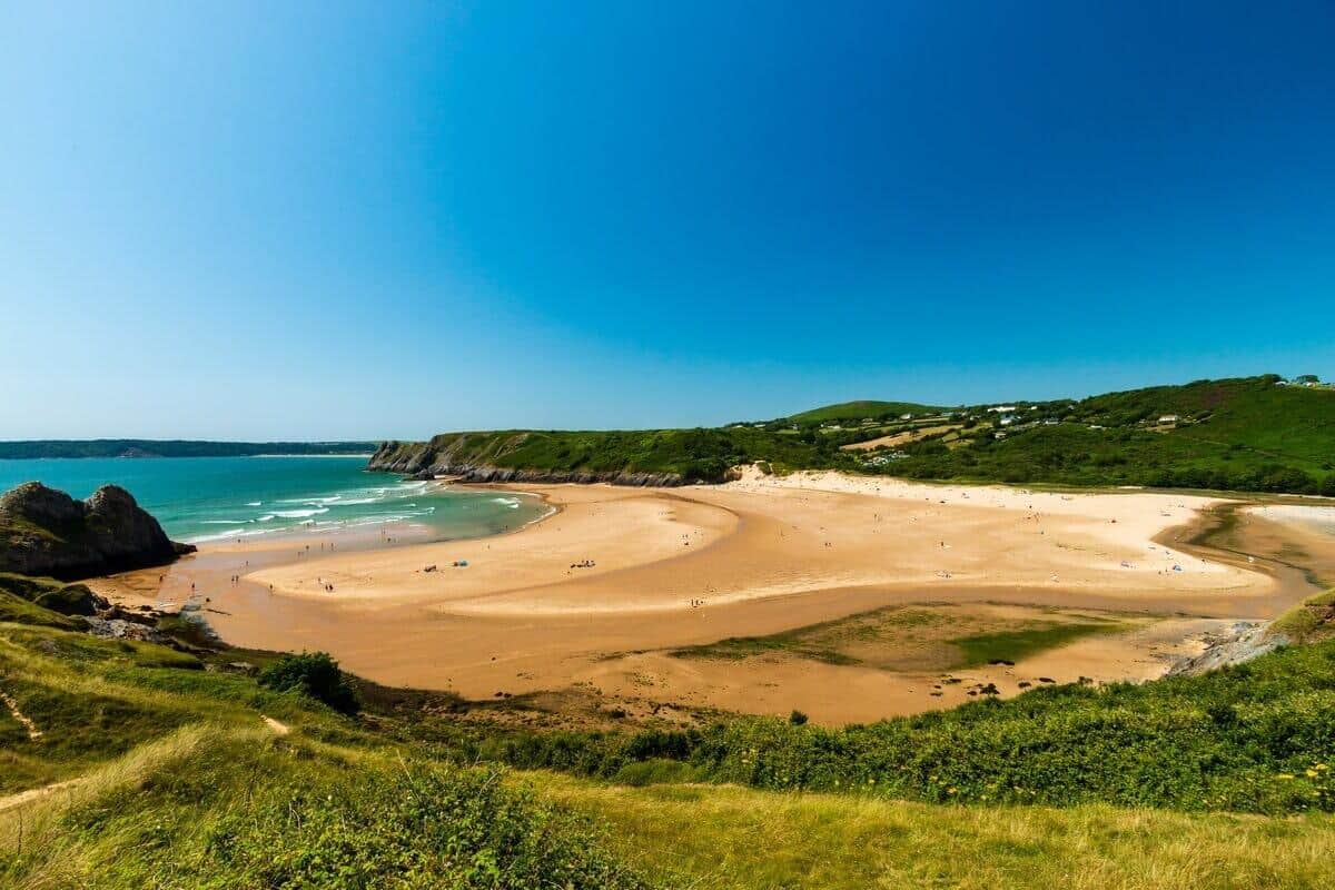 Three Cliffs Bay, a beach on the Gower Peninsula in South Wales.