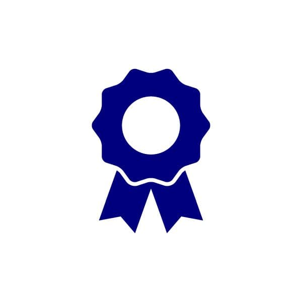 Icon of a rosette, in navy.