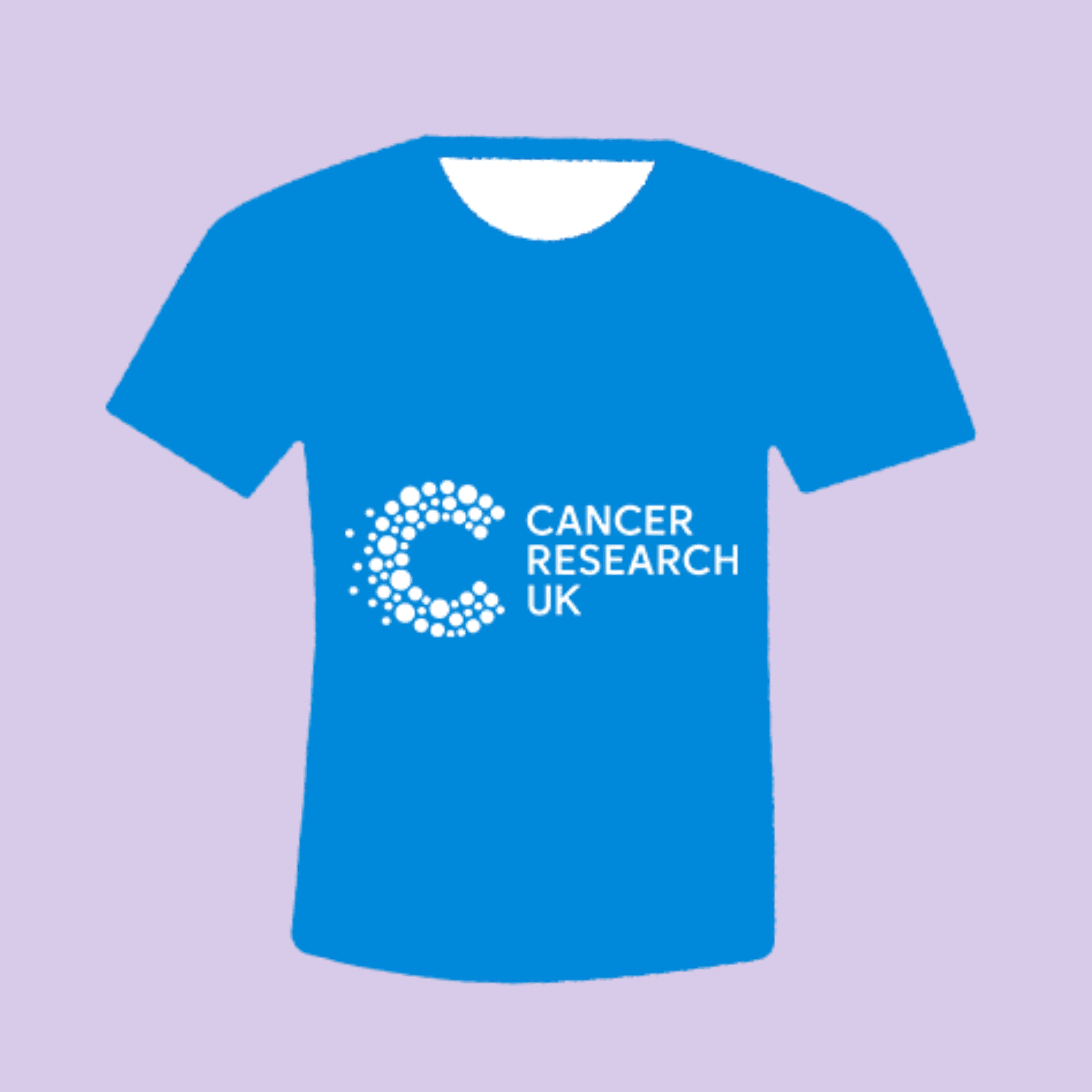Blue Cancer Research UK t-shirt illustration.