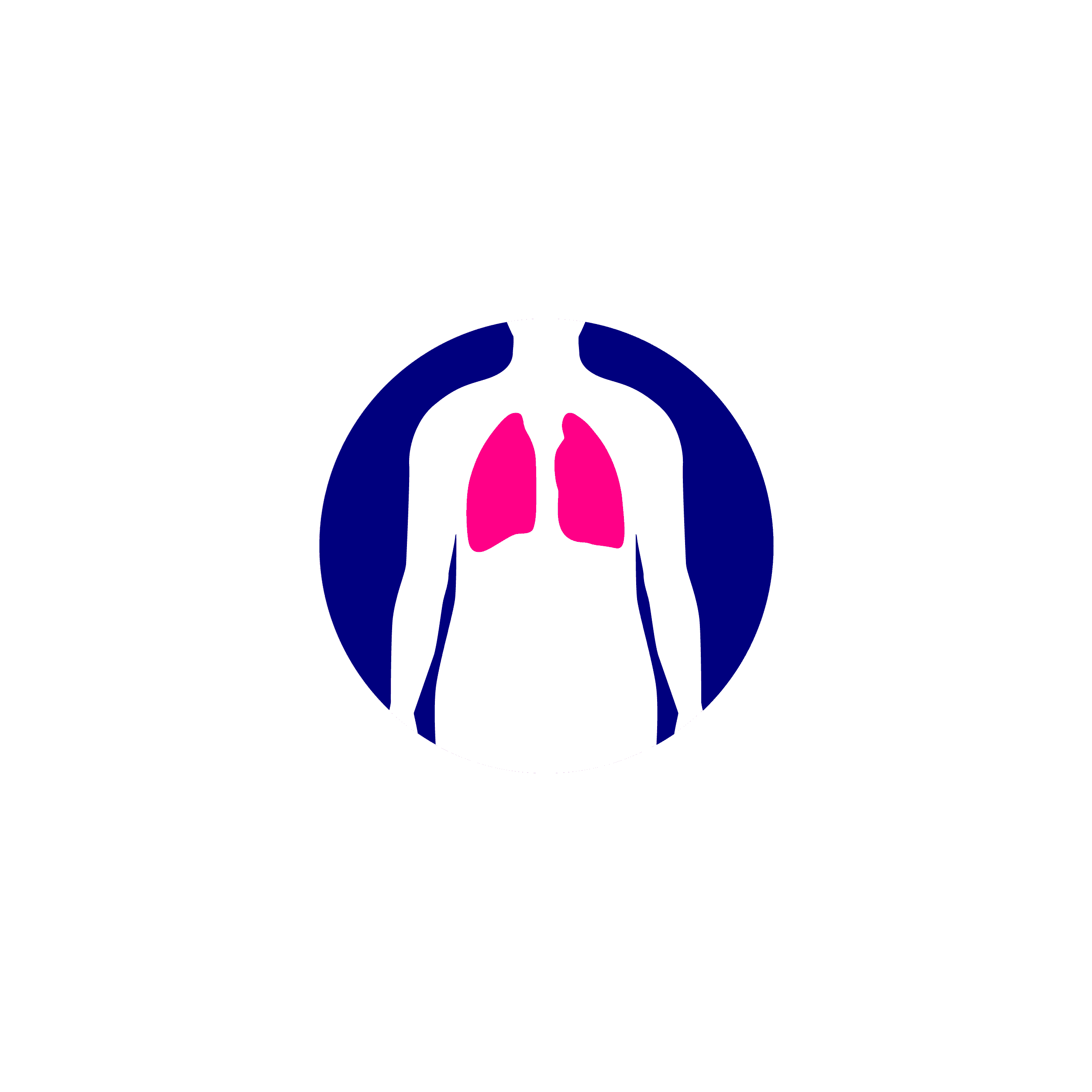 A medical icon of lungs.