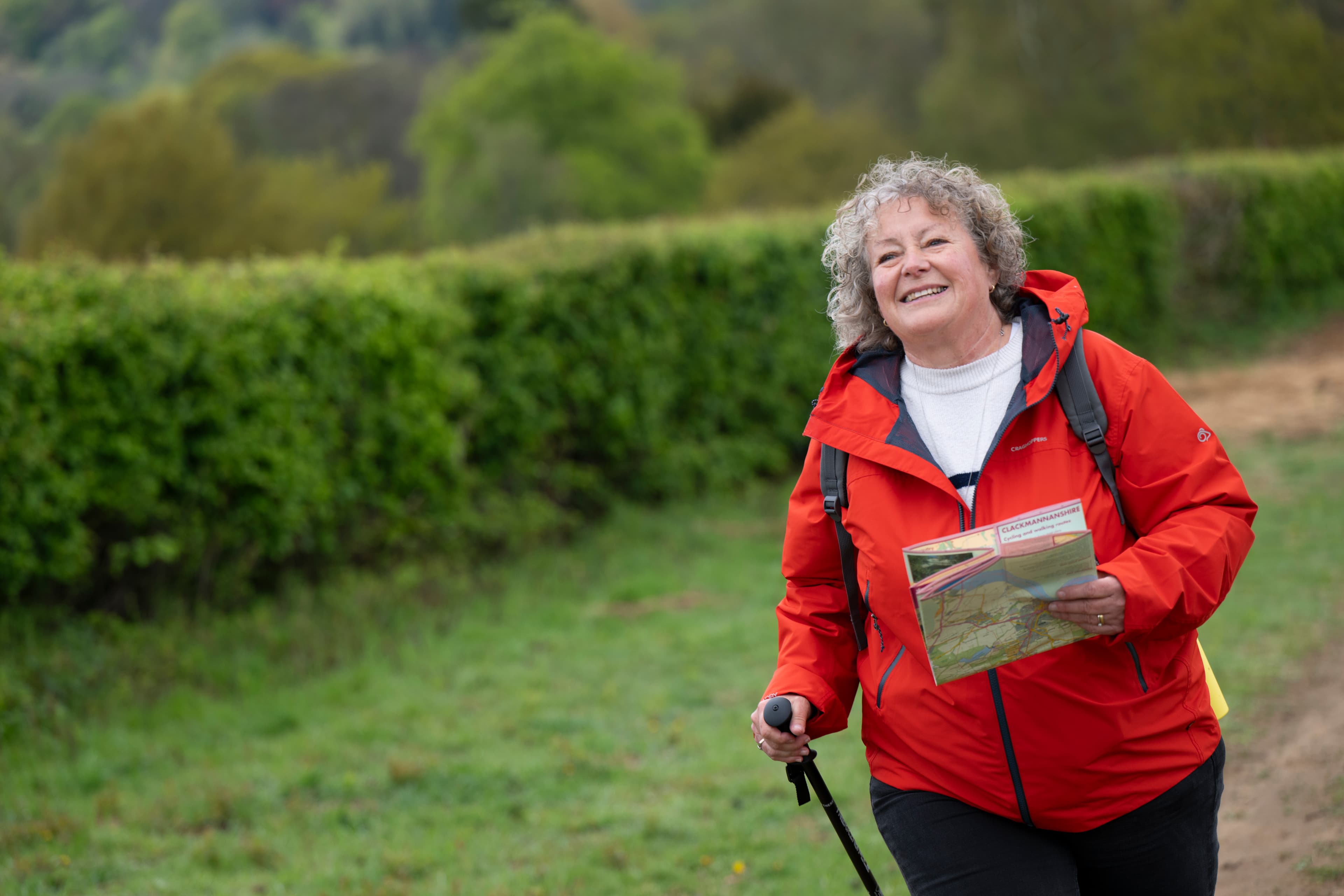 A cancer Research UK fundraiser taking a hike.