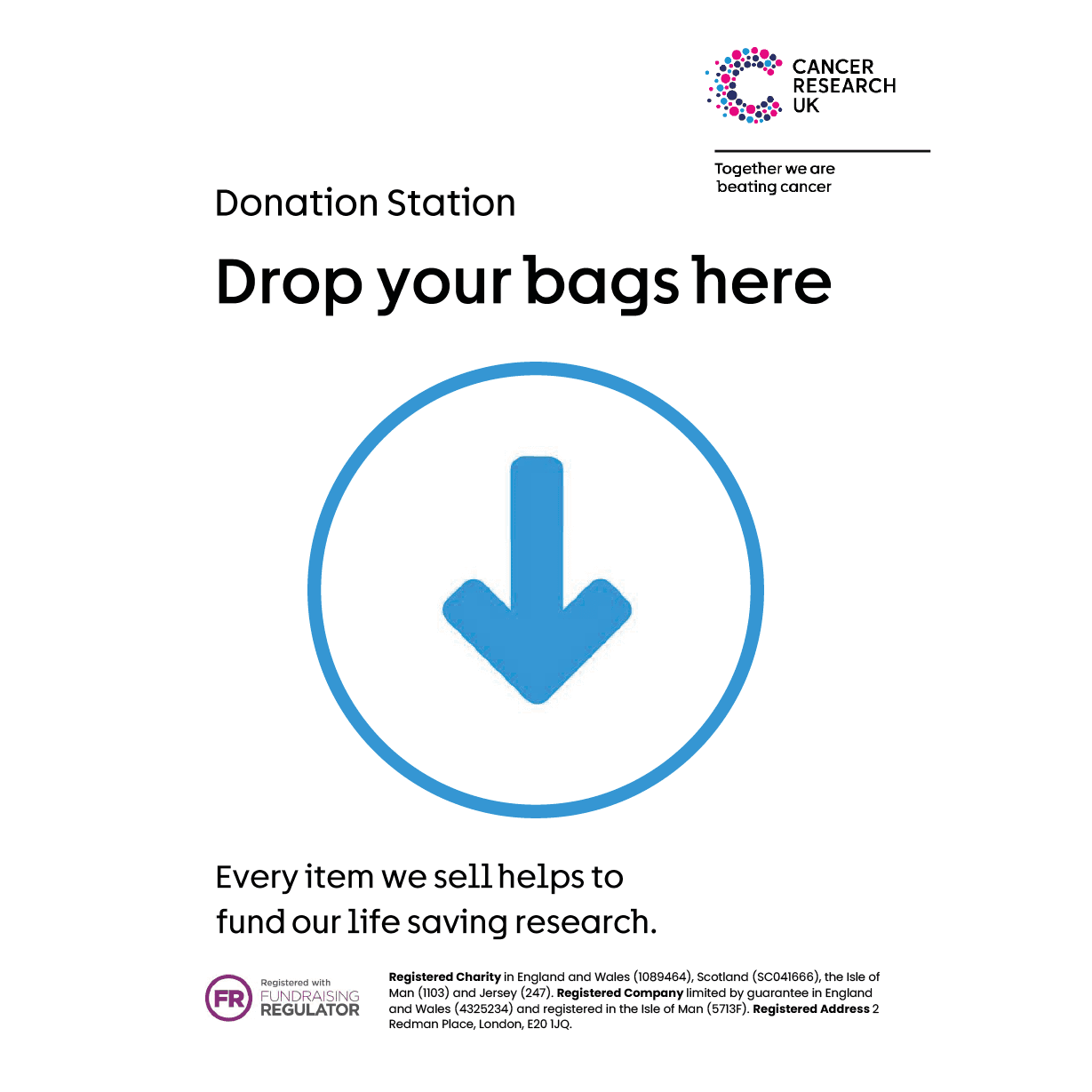 A photo of the Drop your bags here poster.