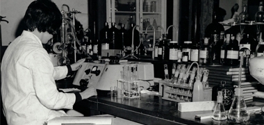 Researcher in an old lab