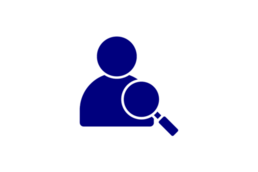 Navy icon depicting a person with a magnifying glass over them