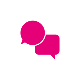Pink speech bubbles icon