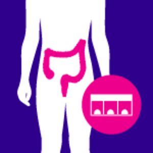 case study for cancer patient bowel cancer icon with screening icon