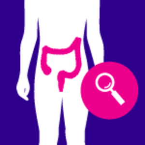 case study for cancer patient bowel cancer icon with diagnosis icon