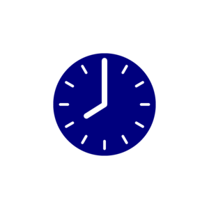 Icon of a navy blue clock