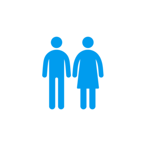 Icon male and female figure in cyan
