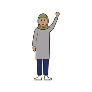 Illustration of a person with their hand up