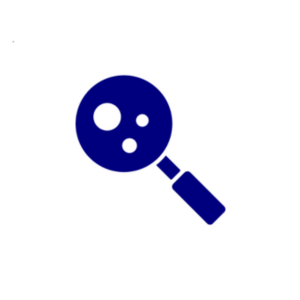 navy icon of magnifying glass