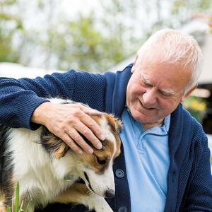 A picture of Peter with his dog