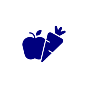 Navy icon of apple and carrot