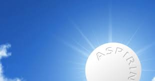 clouds with a aspirin tablet floating