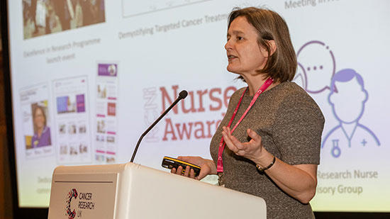 Anne Croudass speaking at excellence in research event