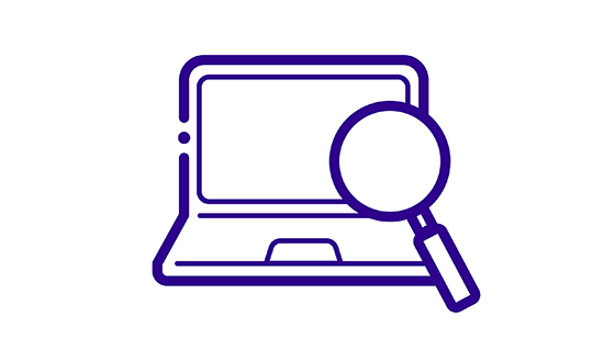 Evidence Icon of computer with looking glass