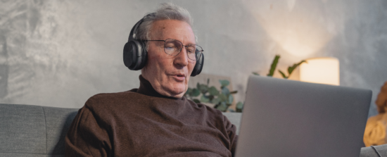 man taking part in an online interview