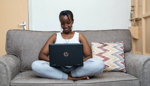 woman taking part in online workshop