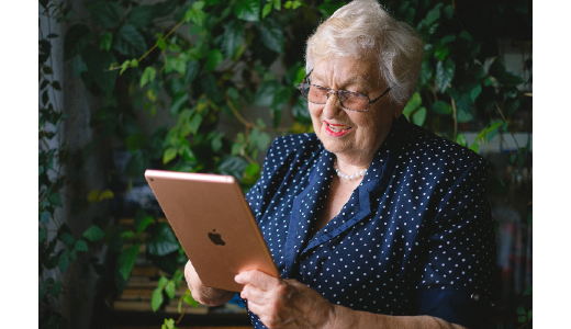 woman on modern tablet