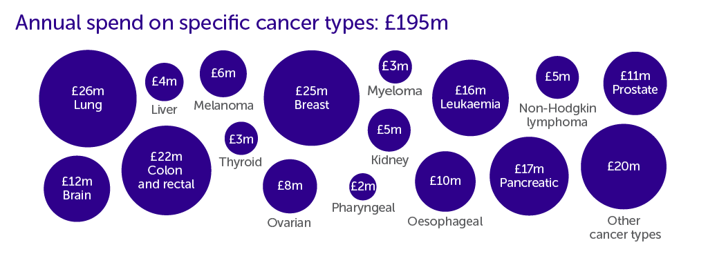 Annual spend on cancer types
