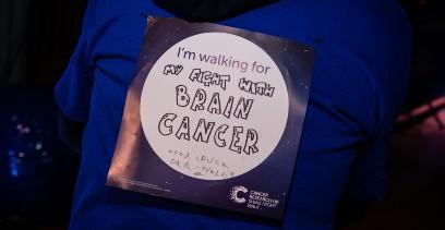 Fundraise for a cancer type close to your heart Back sign at Shine Night Walk